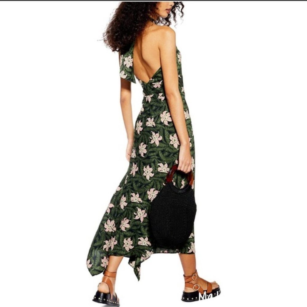 NWT TOPSHOP Hibiscus Halter MIDI Dress - Picture 3 of 7